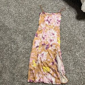 Kittenish Floral Maxi Dress in Pink and Yellow